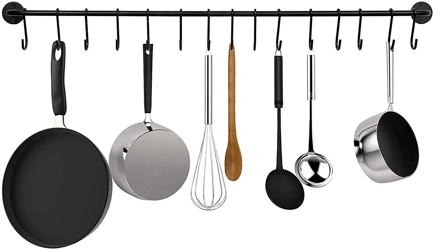 10-Pack Heavy-Duty Black S Hooks for Versatile Hanging Solutions in Kitchen, Bathroom, Bedroom, and Office - Ideal for Pans, Pots, Coats, Bags, and Plants (Small Size)