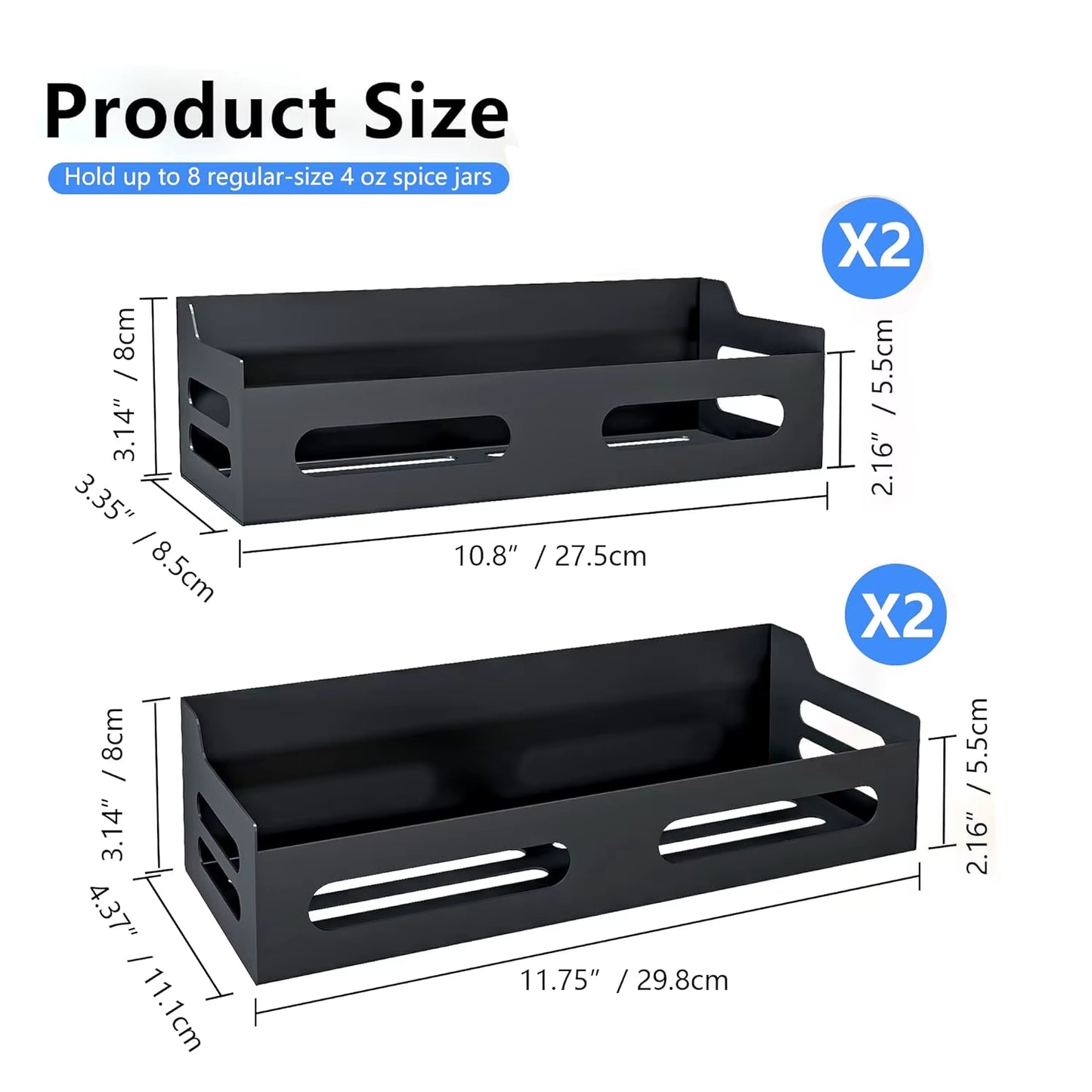 Magnetic Metal Spice Rack Refrigerator Side-Mount Organizer Punch-Free Kitchen Storage Shelf Anti-Rust Design No Installation