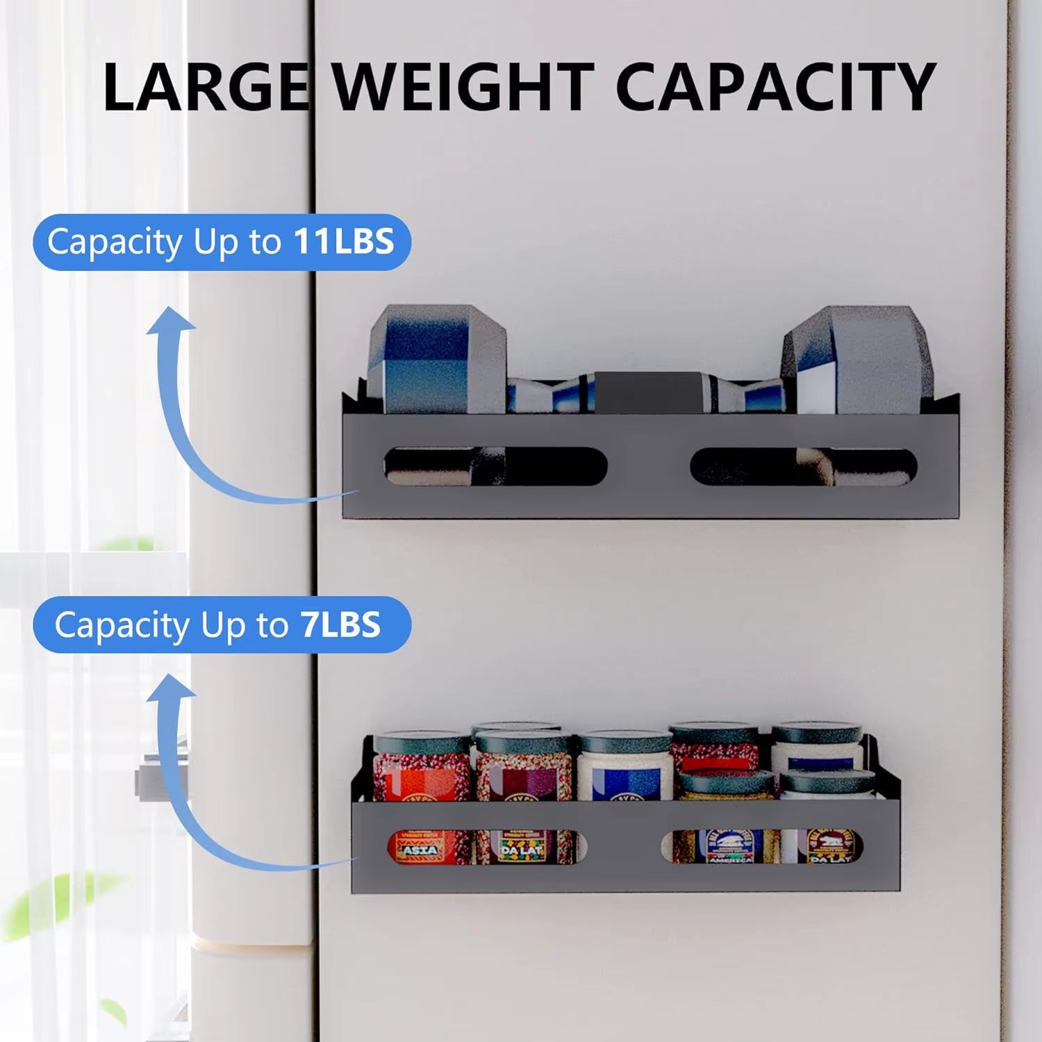 Magnetic Metal Spice Rack Refrigerator Side-Mount Organizer Punch-Free Kitchen Storage Shelf Anti-Rust Design No Installation