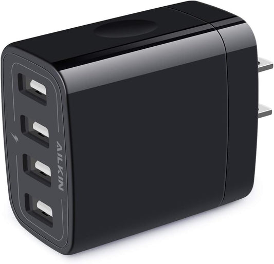 Multi-Port USB Wall Charger Adapter - 4.8A Fast Charging Power Base for iPhone, Samsung, and Kindle Devices