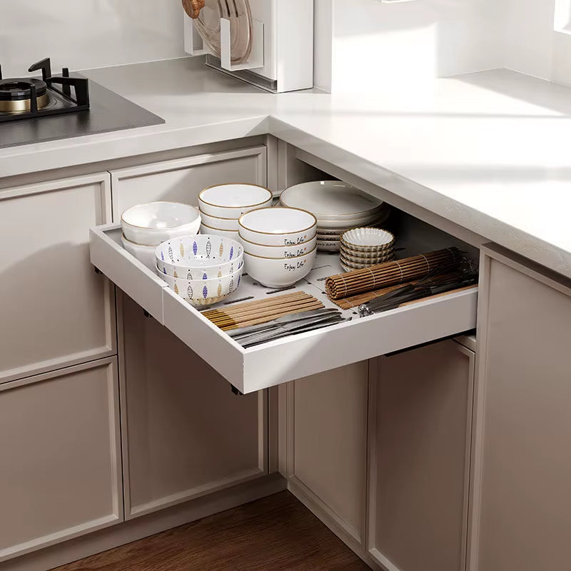 Adhesive Expandable Pull Out Drawers for Kitchen Cabinets Slide Out Drawers with Nano Film Storage Holders & Racks
