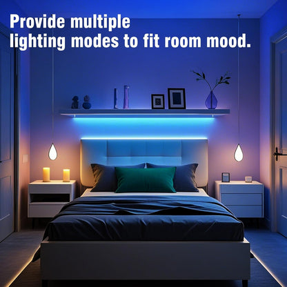 100FT RGB LED Strip Lights for Bedroom with 24-Key IR Remote, Smart App Control, Music Synchronization, Ideal for Home Decor Lighting