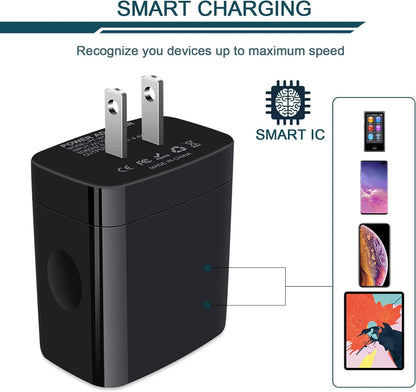 Multi-Port USB Wall Charger Adapter - 4.8A Fast Charging Power Base for iPhone, Samsung, and Kindle Devices