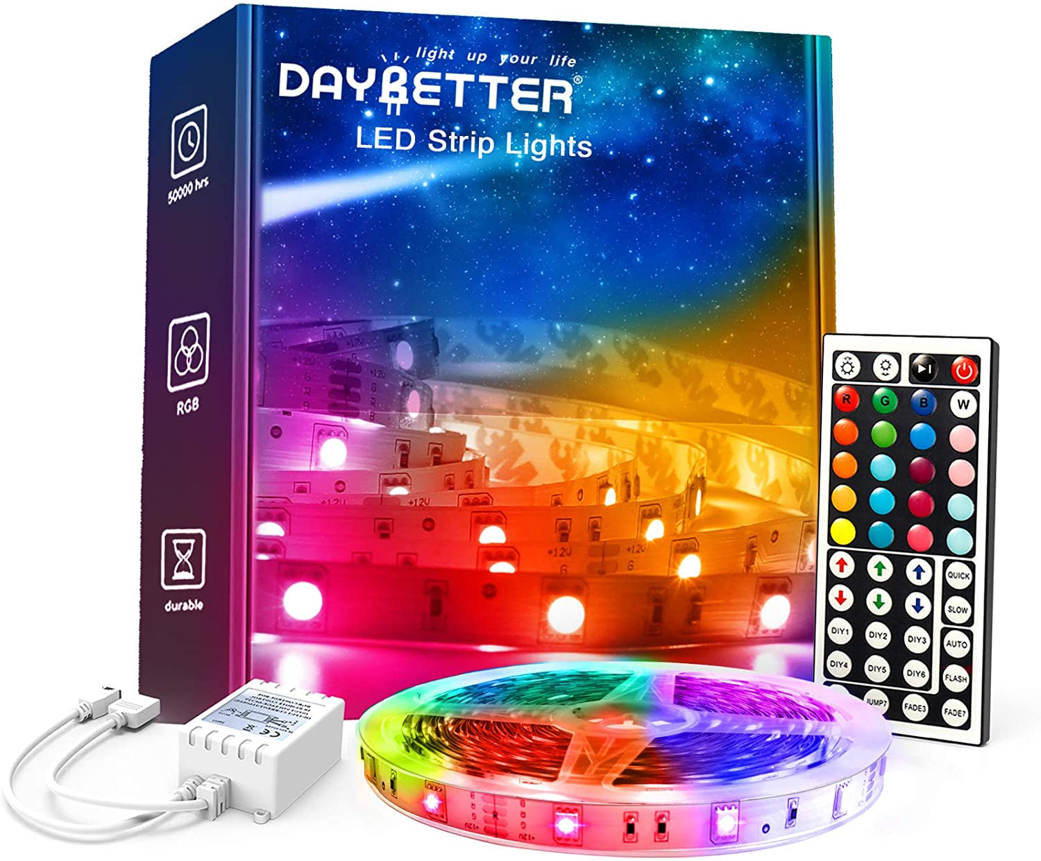 32.8Ft RGB LED Strip Lights for Bedroom Decor with Remote Control