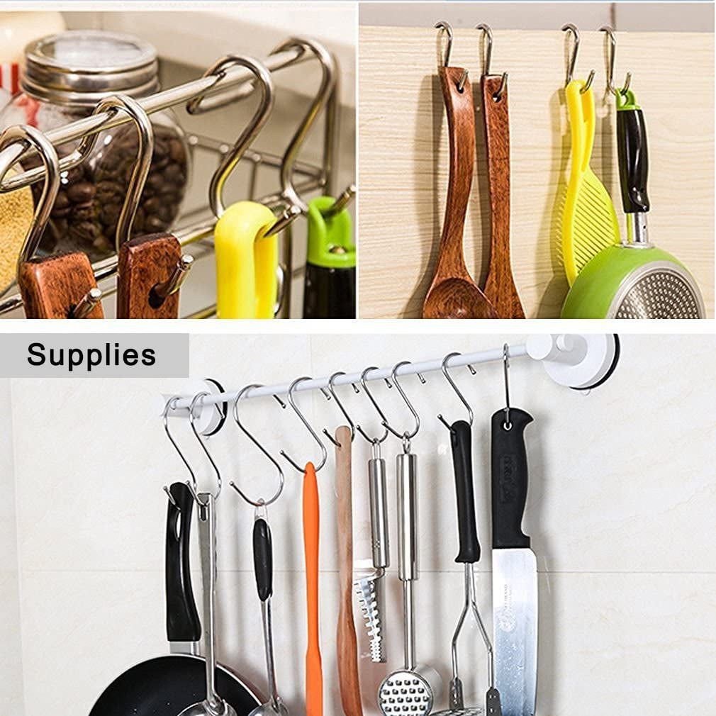 10-Pack Heavy-Duty Black S Hooks for Versatile Hanging Solutions in Kitchen, Bathroom, Bedroom, and Office - Ideal for Pans, Pots, Coats, Bags, and Plants (Small Size)