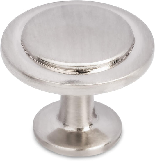 Satin Nickel Round Cabinet Knobs and Drawer Handles, 30-Pack for Kitchen and Furniture Hardware