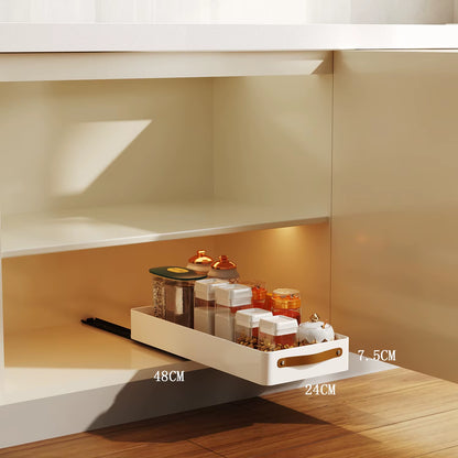 Slide Out under Sink Cabinet Organizer Heavy Duty Slide Out Pantry Shelves Pull Out Cabinet Organizer with Adhesive Nano Film