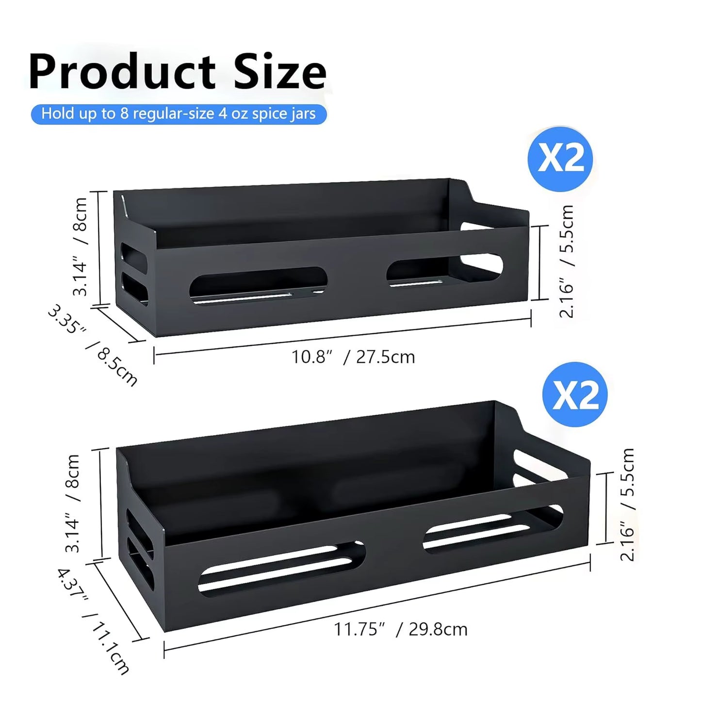 Magnetic Metal Spice Rack Refrigerator Side-Mount Organizer Punch-Free Kitchen Storage Shelf Anti-Rust Design No Installation