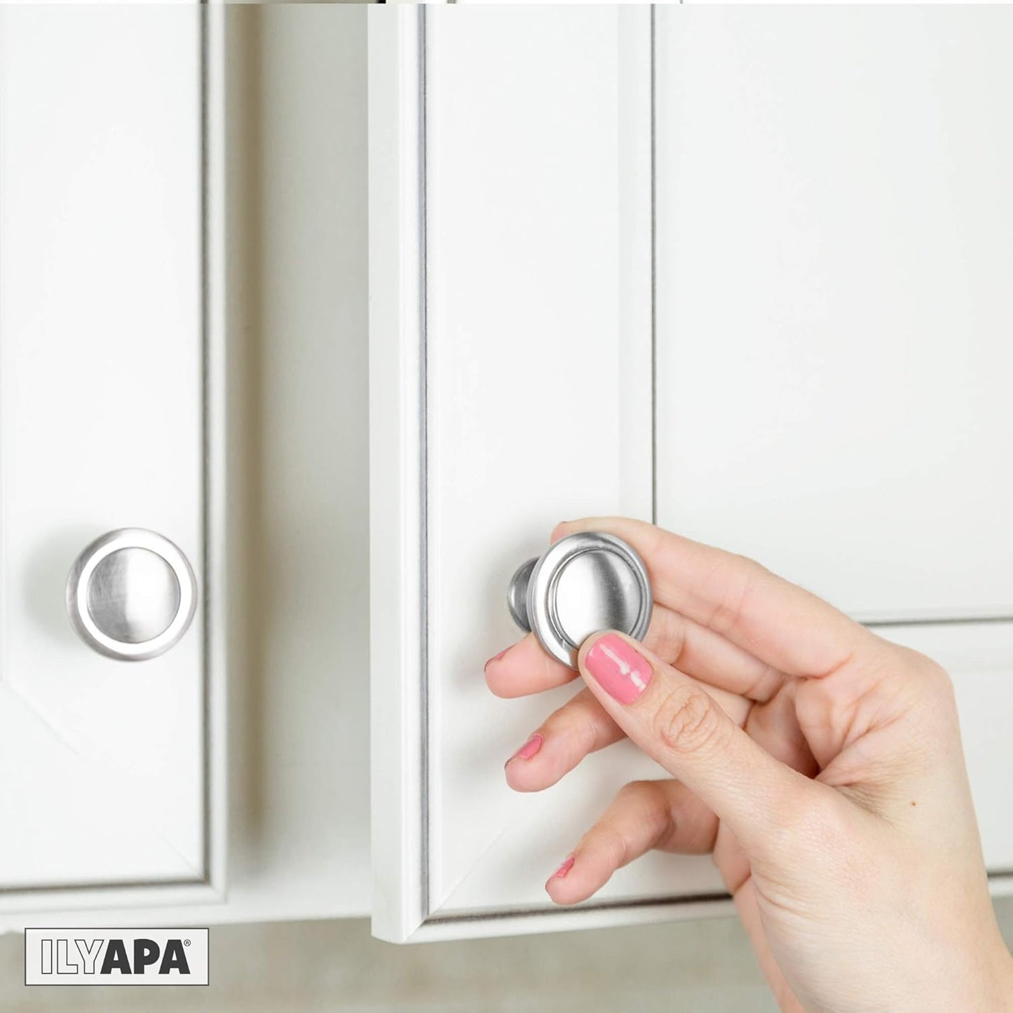 Satin Nickel Round Cabinet Knobs and Drawer Handles, 30-Pack for Kitchen and Furniture Hardware
