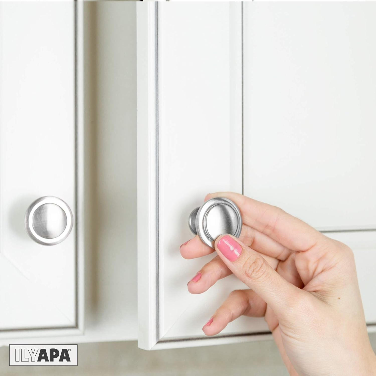 Satin Nickel Round Cabinet Knobs and Drawer Handles, 30-Pack for Kitchen and Furniture Hardware
