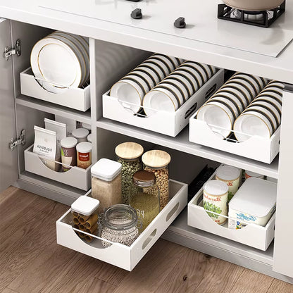 Pull Out Cabinet Organization Fixed with Adhesive Slide Out Drawer Storage Shelves for Kitchen Cabinets