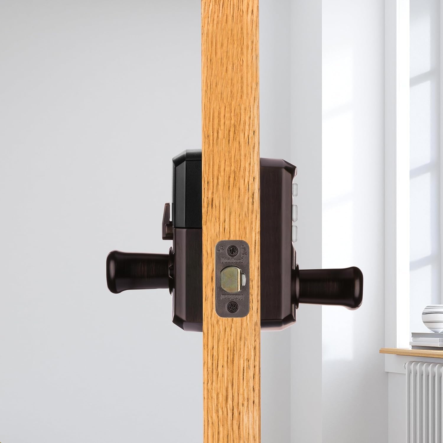 Kwikset 917TNL-11PS SmartCode Keypad Electronic Lock with Tustin Lever, SmartKey Technology, 6AL Latch, and RCS Strike in Venetian Bronze Finish