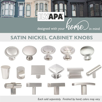 Satin Nickel Round Cabinet Knobs and Drawer Handles, 30-Pack for Kitchen and Furniture Hardware