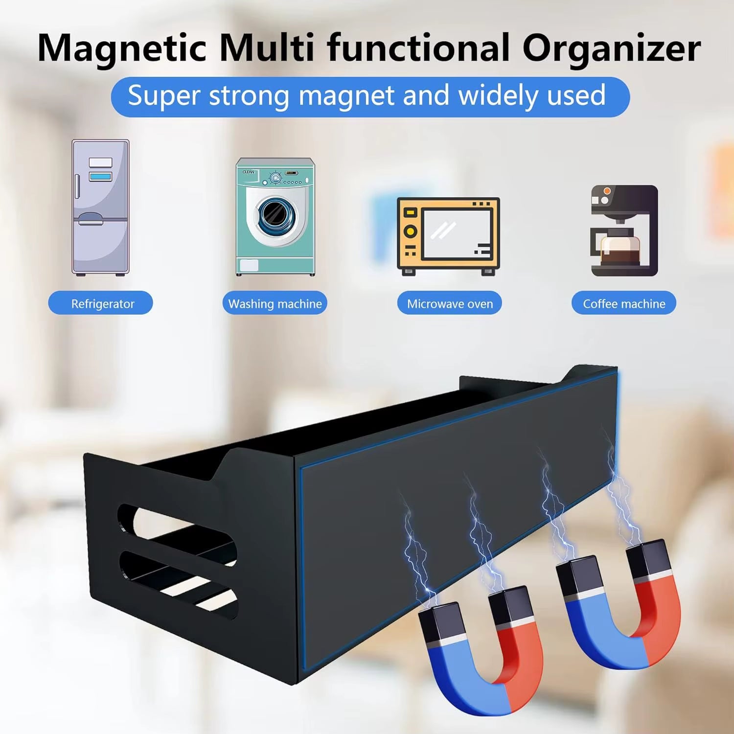 Magnetic Metal Spice Rack Refrigerator Side-Mount Organizer Punch-Free Kitchen Storage Shelf Anti-Rust Design No Installation