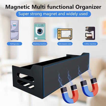 Magnetic Metal Spice Rack Refrigerator Side-Mount Organizer Punch-Free Kitchen Storage Shelf Anti-Rust Design No Installation